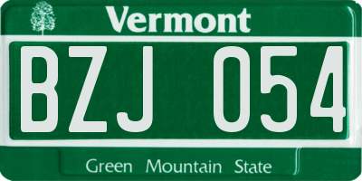 VT license plate BZJ054