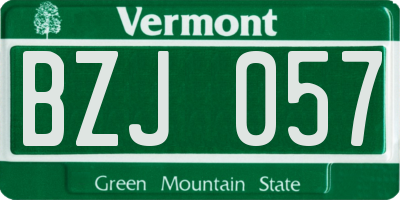 VT license plate BZJ057