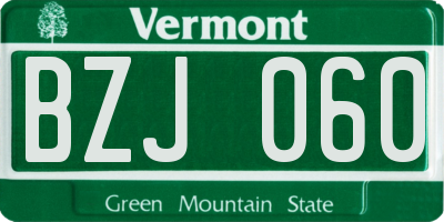 VT license plate BZJ060