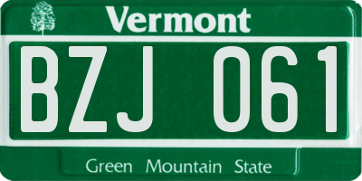 VT license plate BZJ061