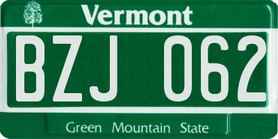 VT license plate BZJ062