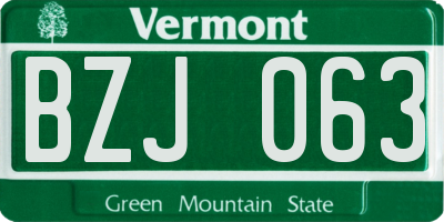VT license plate BZJ063