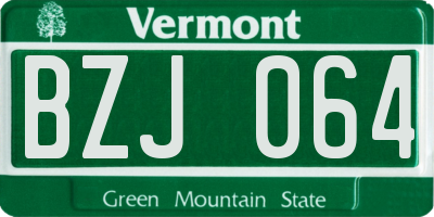 VT license plate BZJ064
