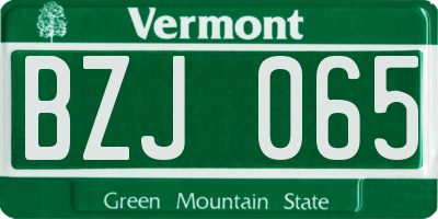 VT license plate BZJ065