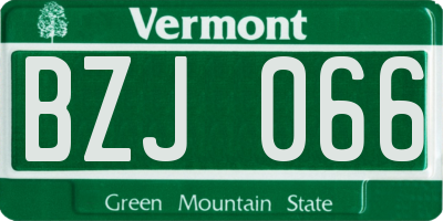 VT license plate BZJ066
