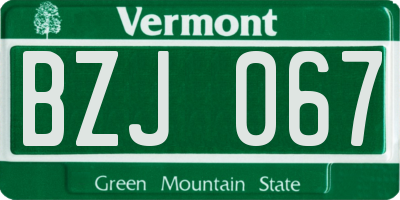 VT license plate BZJ067