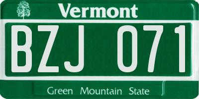 VT license plate BZJ071