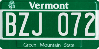 VT license plate BZJ072