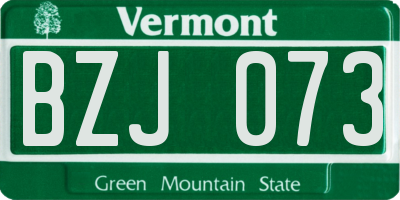 VT license plate BZJ073