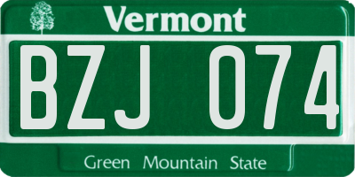VT license plate BZJ074