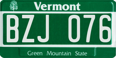 VT license plate BZJ076