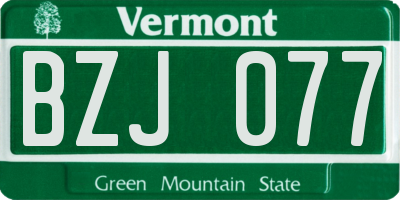 VT license plate BZJ077