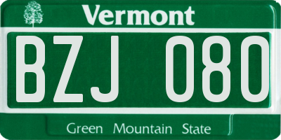 VT license plate BZJ080