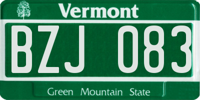 VT license plate BZJ083