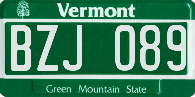VT license plate BZJ089