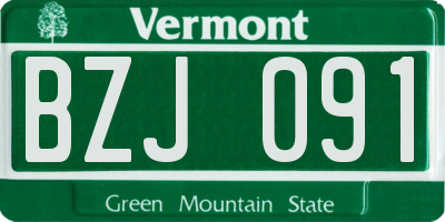 VT license plate BZJ091