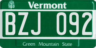 VT license plate BZJ092