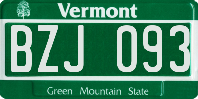 VT license plate BZJ093