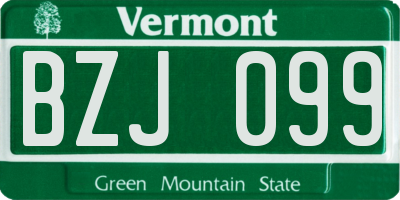 VT license plate BZJ099