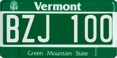 VT license plate BZJ100