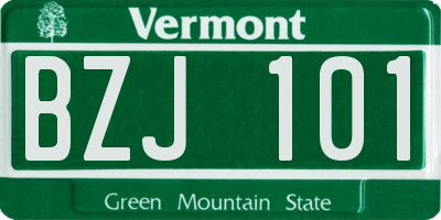 VT license plate BZJ101