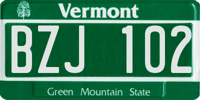 VT license plate BZJ102