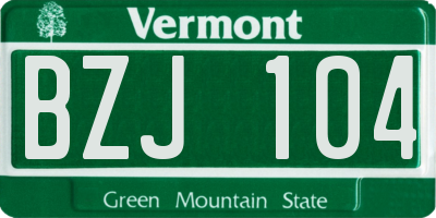 VT license plate BZJ104