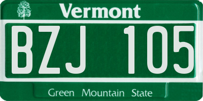 VT license plate BZJ105