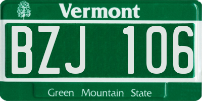 VT license plate BZJ106