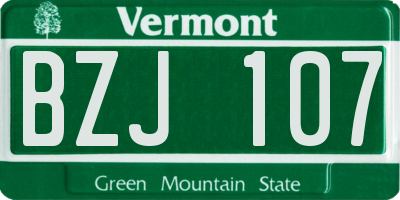 VT license plate BZJ107