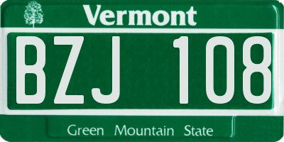 VT license plate BZJ108