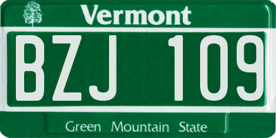 VT license plate BZJ109