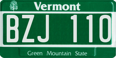 VT license plate BZJ110