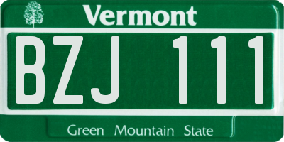 VT license plate BZJ111