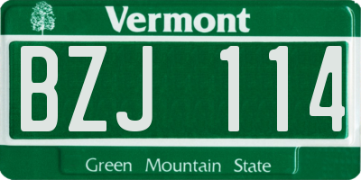 VT license plate BZJ114