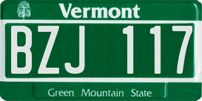 VT license plate BZJ117