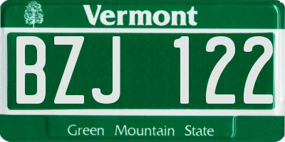 VT license plate BZJ122