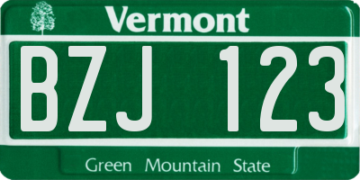 VT license plate BZJ123