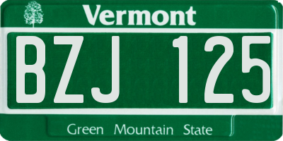 VT license plate BZJ125