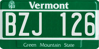 VT license plate BZJ126