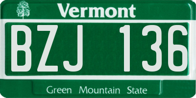 VT license plate BZJ136