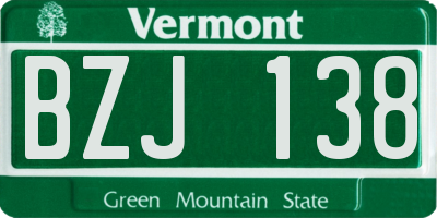 VT license plate BZJ138