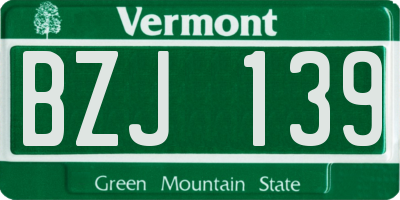 VT license plate BZJ139