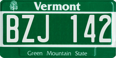 VT license plate BZJ142