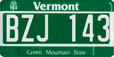 VT license plate BZJ143