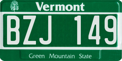 VT license plate BZJ149