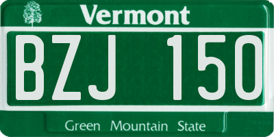 VT license plate BZJ150