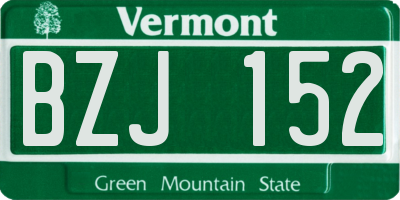 VT license plate BZJ152