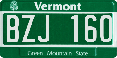 VT license plate BZJ160
