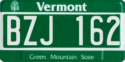 VT license plate BZJ162